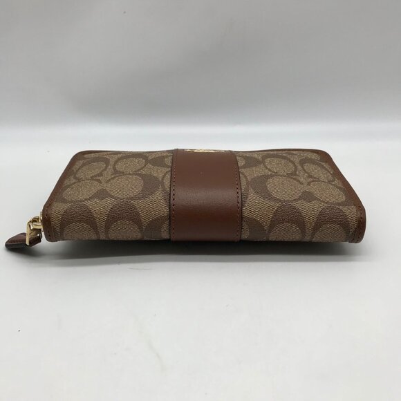 Coach Brown Coated Canvas & Leather Accordion Wallet - Picture 5 of 10